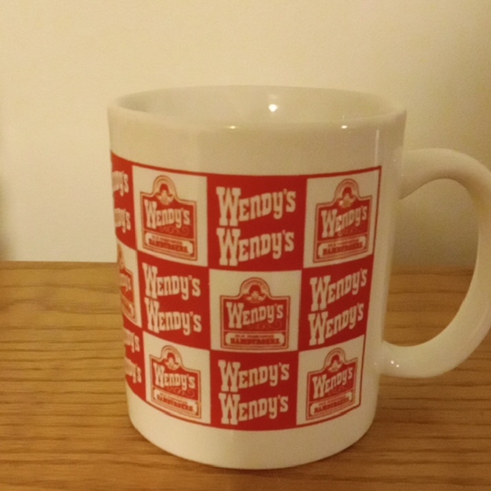 White Ceramic Logo Mug - Red Pattern